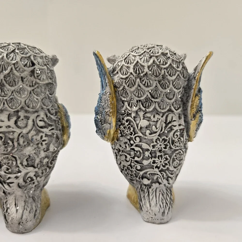 Three Wise Owls Figurine See No Evil Hear No Speak No Beutiful Decoration